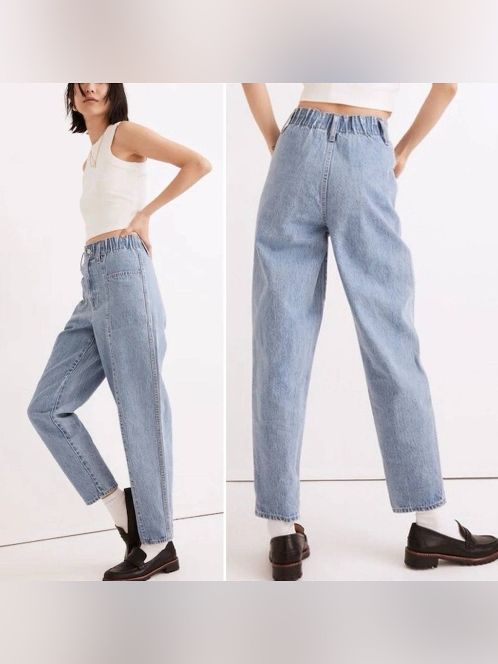 Madewell Light Blue Boyfriend Jeans with Elastic Waist